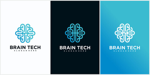 Brain tech logo design, smart brain logo design