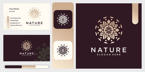 Simple nature leaf ornament natural logo and business card  , Collection of mandala with ornamental patterns of flowers and leaves.