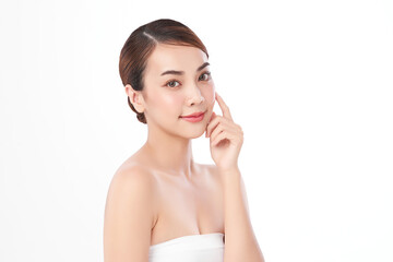 Beautiful young asian woman with clean fresh skin on white background, Face care, Facial treatment, Cosmetology, beauty and spa, Asian women portrait