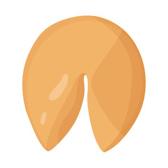 Vector illustration of fortune cookie. Isolated on white background. Food, dessert, good fortune theme.