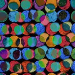 Circle Hand drawn Watercolor isolated on white canvas with high resolution texture, seamless pattern
