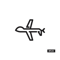 Military Drone Line Icon. Combat Drone Silhouette Vector Icon or Logo sign Vector illustration
