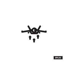 Military Drone Line Icon. Combat Drone Silhouette Vector Icon or Logo sign Vector illustration