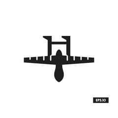 Military Drone Icon. Combat Drone Silhouette Vector Icon or Logo sign Vector illustration
