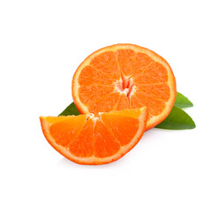 Naklejka na ściany i meble tangerine or mandarin fruit with leaves isolated on white background