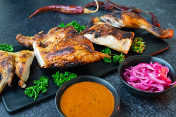 grilled chicken wings with vegetables