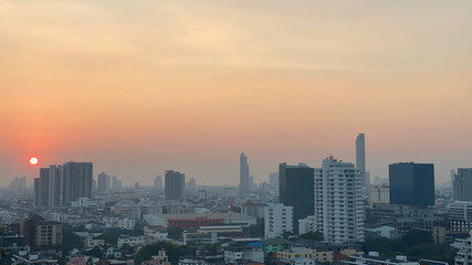 Bangkok city skyline at sunset