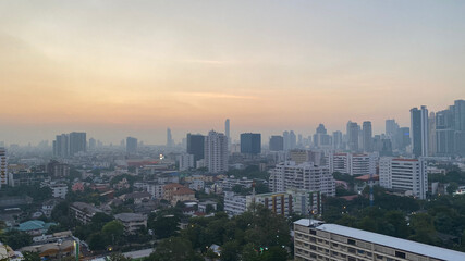 Naklejka na ściany i meble Bangkok city skyline at sunset