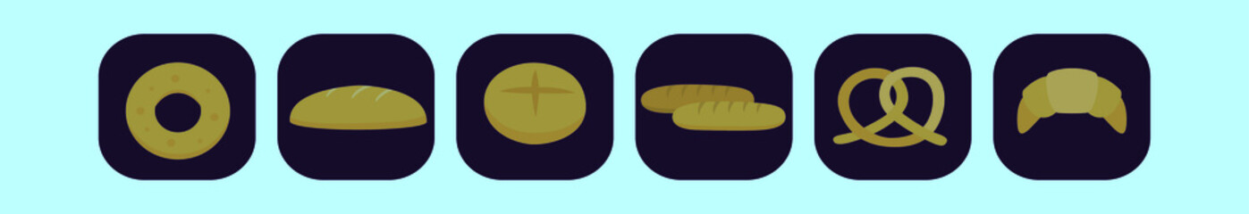 set of bread cartoon icon design template with various models. vector illustration isolated on blue background