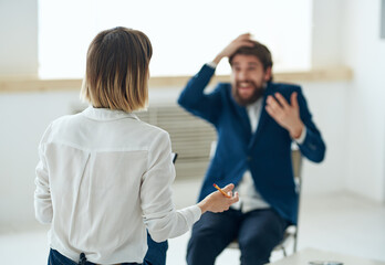 Fototapeta premium woman psychologist work with patient professional consultation communication