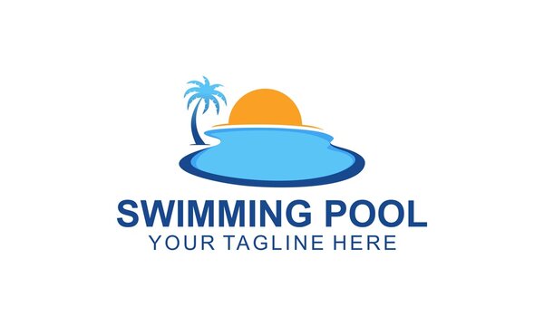 Swimming pool service, aqua logo design vector
