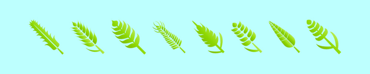 set of wheat stalk cartoon icon design template with various models. vector illustration isolated on blue background
