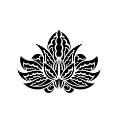 Lotus ornament, ethnic tattoo. Isolated. Vector illustration.