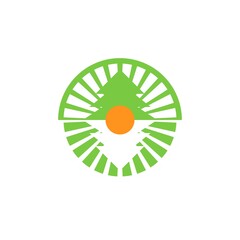 Pine and Sun Logo for Camp, Jungle, and Adventure