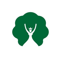 Princess Tree Logo. Combination of Plant, Crown, Woman or Queen
