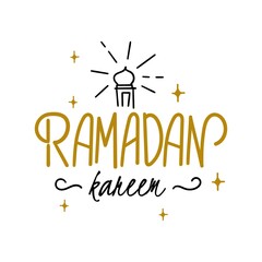 Ramadan Kareem Vector Typography and Lettering for Islamic Holy Holiday. Muslim Calligraphy Tradition Concept, hand writting