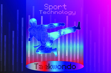 Fototapeta premium Taekwondo sport background design. Website landing page. Template for apps. Technology. Vector illustration.