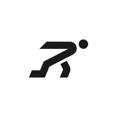Letter R for Run Logo. Typography of R Initial forms running people
