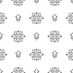 Seamless pattern with lotuses in simple style. Good for clothing and textiles. Vector