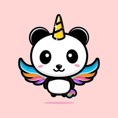 vector design of cute cartoon panda being a unicorn
