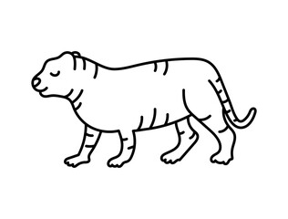 Tiger sketch. Chinese horoscope 2022 year. Animal symbol vector. Black line doodle illustration. Editable path