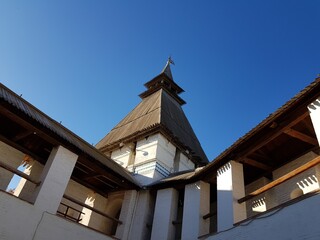 White stone walls and towers of an ancient fortress