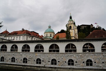 Fototapeta na wymiar Ljubljana, Slovenija,Ljubljanica