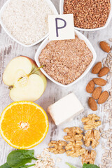 Healthy food as minerals, vitamin P and dietary fiber