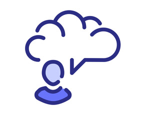 chart imagine thought single isolated icon with dashed line style and purple color