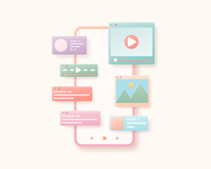 Mobile app development and web design concept. Application interface. Vector illustration.