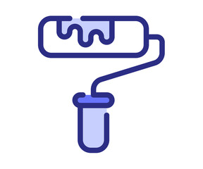 brush painting paintbrush single isolated icon with dashed line style and purple color