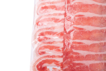 透明フィルムで挟んだ日本のしゃぶしゃぶ用薄切り豚肉ロース
