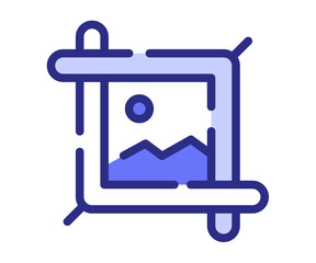 crop edit resize single isolated icon with dashed line style and purple color