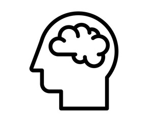 thought imagination brain intellect single isolated icon with outline style black and white