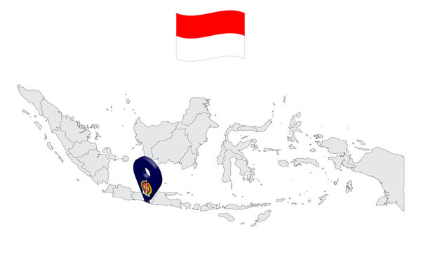 Location of Special Region of Yogyakarta on map Indonesia. 3d Yogyakarta flag map marker location pin. Quality map with Provinces of Indonesia for your web site design, app, UI. EPS10.