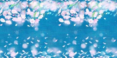 seamless pattern cherry blossom blizzard petal falling beautiful spring illustration	