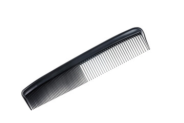 Black hairbrush on a white background. Isolated