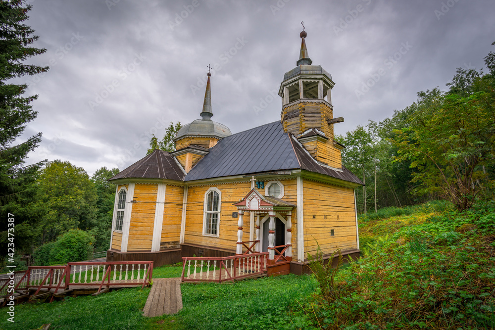 Wall mural The wooden Church of the Apostle Peter constructed in 1721 according to the plan of Peter I.