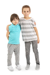 Cute little boys on white background