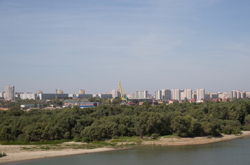 Fototapeta na wymiar Russia Siberia Omsk metro bridge view of the Irtysh River summer
