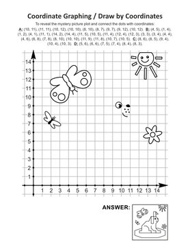 This is Easter holiday themed coordinate graphing, or draw by coordinates, and coloring page math worksheet with chocolate bunny mystery picture. Answer included.
