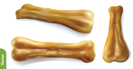 Chewing dog bone. Vector pet food illustration isolated on a white background. Dry feed for canine.