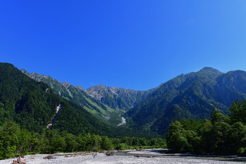 Fototapeta na wymiar Hotaka mountains in Kamikochi, Azumi, Matsumoto, Nagano, Japan
