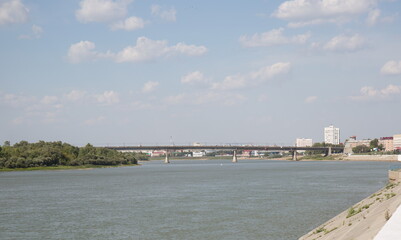 Russia Siberia Omsk city view from the embankment of the Irtysh River summer