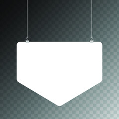 White hanging sign isolated on transparent background. Eps 10 vector illustration.
