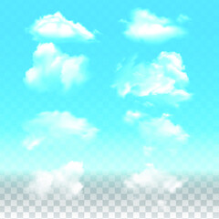 Set of Clouds on blue sky. Eps10 vector illustration.