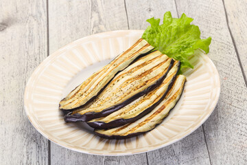 Grilled eggplant in the bowl