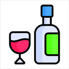 wine, alcohol flat line icon