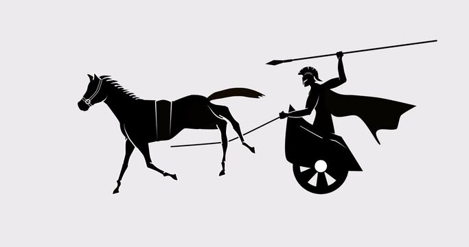 spartan warrior on a chariot  2 d animation

