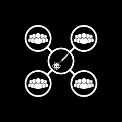 Mass vaccination against virus icon isolated on dark background